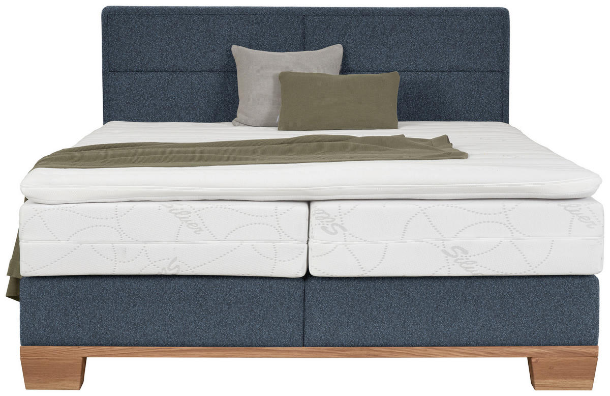 BOXSPRINGBETT 180/200 cm  in Eichefarben, Dunkelblau  - Eichefarben/Dunkelblau, Natur, Holz/Textil (180/200cm) - Valnatura