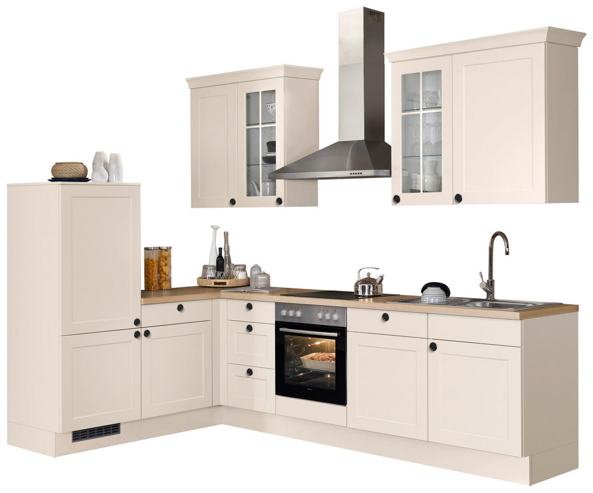 ECKKÜCHE 185,4/290,0 cm  Magnolie  - Eichefarben/Magnolie, Basics, Glas/Holzwerkstoff (185,4/290,0cm) - Impuls