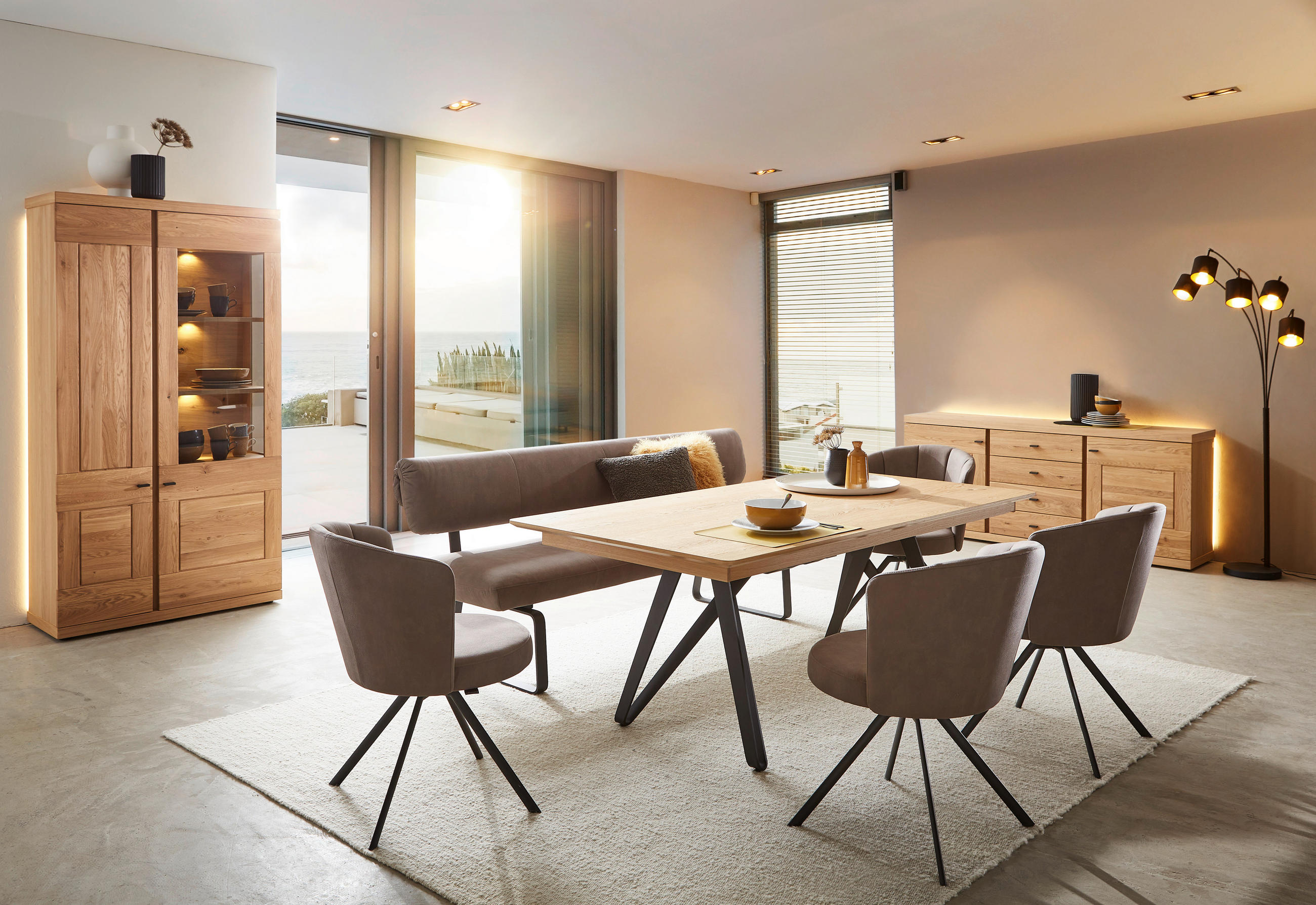 Thumbnail - Venjakob Esstisch, Anthrazit, Eiche, Holz, Metall, Wildeiche, furniert, rechteckig, Flachrohr, Haarnadel, 100x75x190-290...