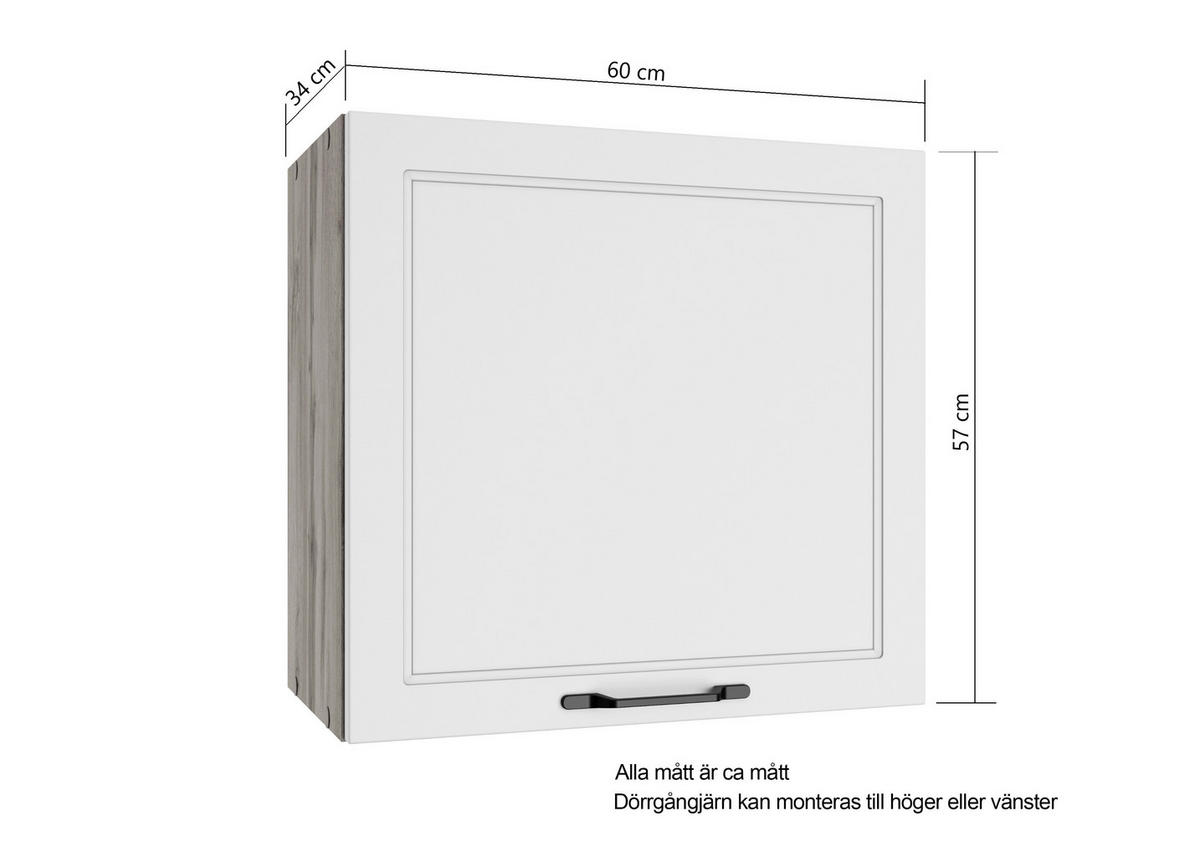 VÄGGSKÅP 60/57/34 cm  i grå  - grå/svart, Lifestyle, metall/trämaterial (60/57/34cm) - Held