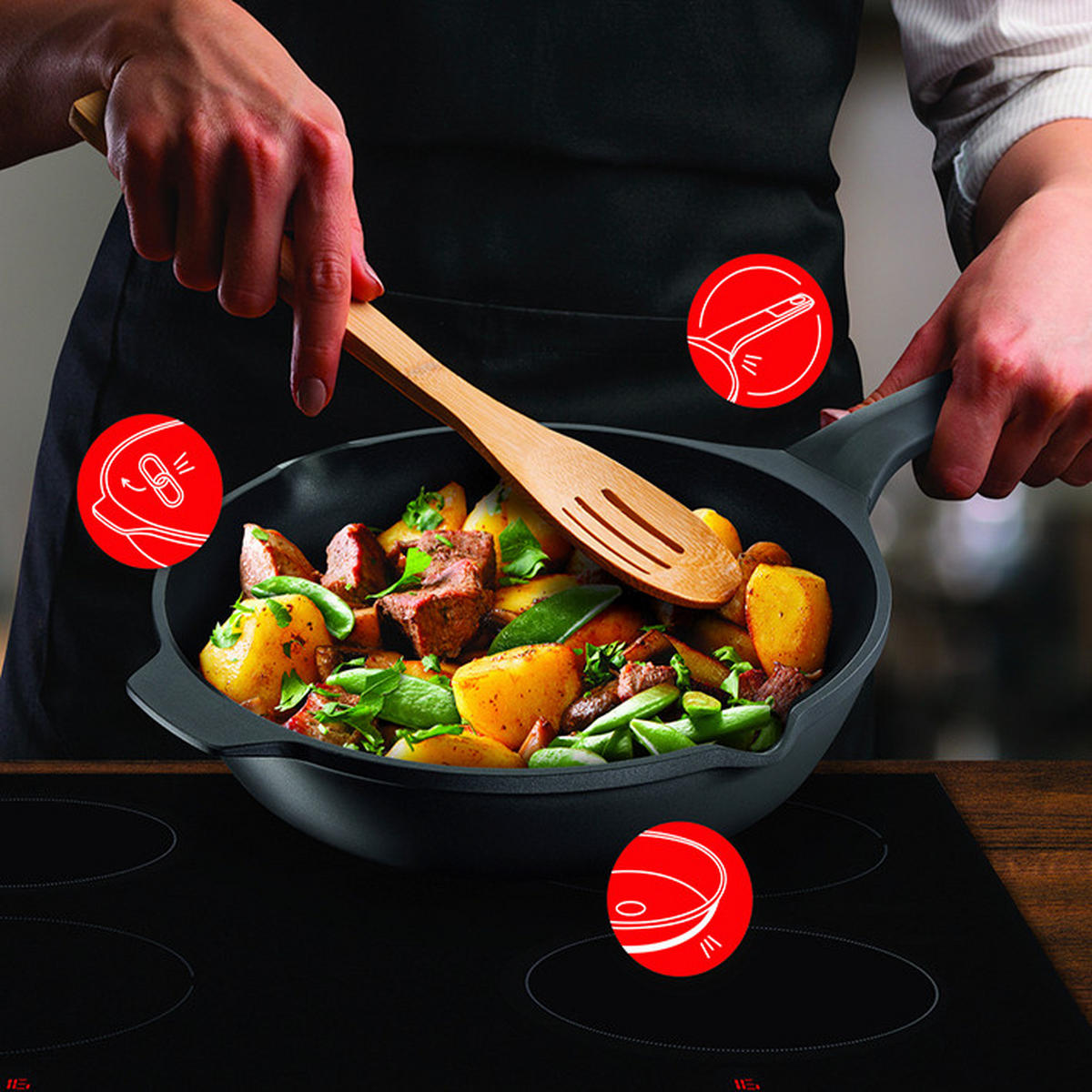 BRATPFANNE ROBUSTO Aluguss 28 cm  - Schwarz, Basics, Metall (28cm) - Tefal