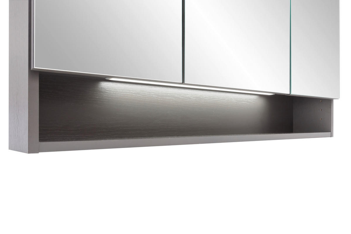 SPIEGELSCHRANK 60/64/20 cm  - Alufarben/Graphitfarben, Natur, Glas/Holzwerkstoff (60/64/20cm) - Xora