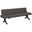 SITZBANK 220/87/70-86 cm Lederlook (vegan) Dunkelgrau  - Dunkelgrau/Schwarz, KONVENTIONELL, Textil/Metall (220/87/70-86cm) - Moderano