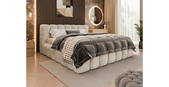 POLSTERBETT Cloudy Lattenrost, Bettkasten 180/200 cm  in Creme  - Birkefarben/Creme, Trend, Holz/Kunststoff (180/200cm) - Esposa