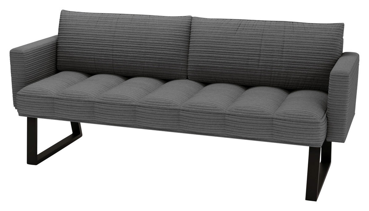 SITZBANK 200/88/69 cm Struktur Anthrazit Metall  - Anthrazit/Schwarz, Design, Textil/Metall (200/88/69cm) - Valdera