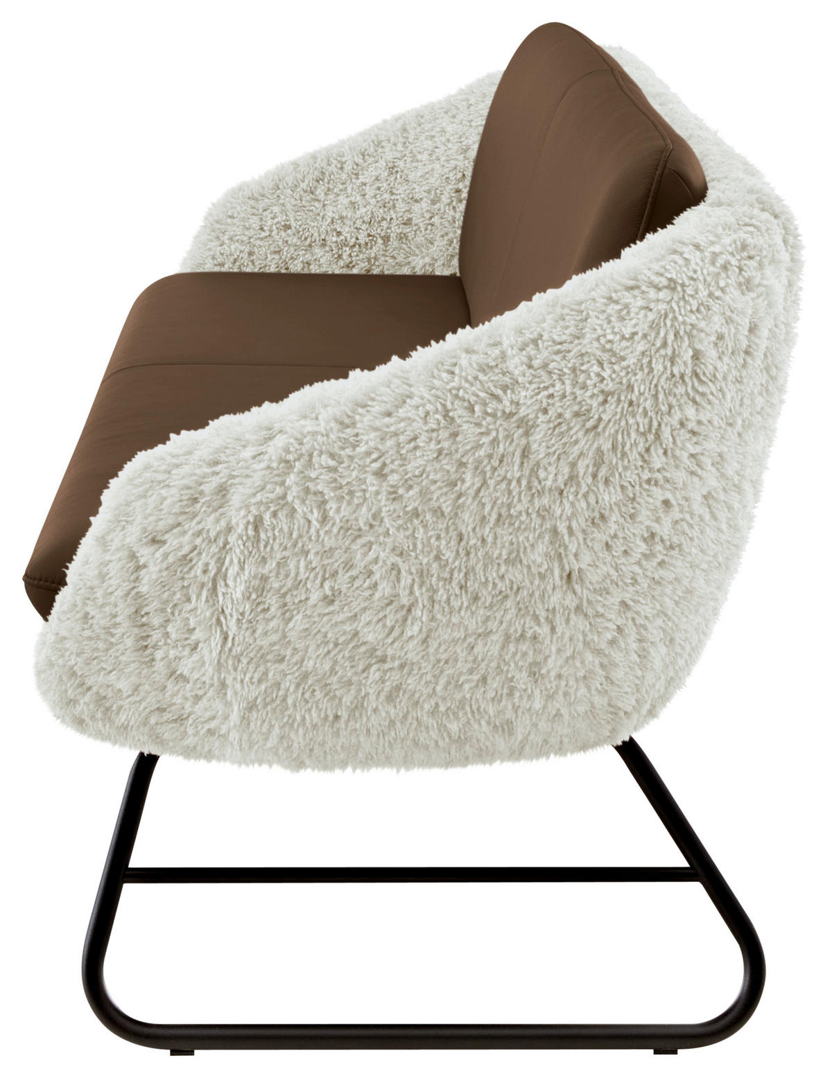 SITZBANK 219/87/78 cm  in Beige, Olivgrün  - Beige/Schwarz, Design, Leder/Textil (219/87/78cm) - Koinor