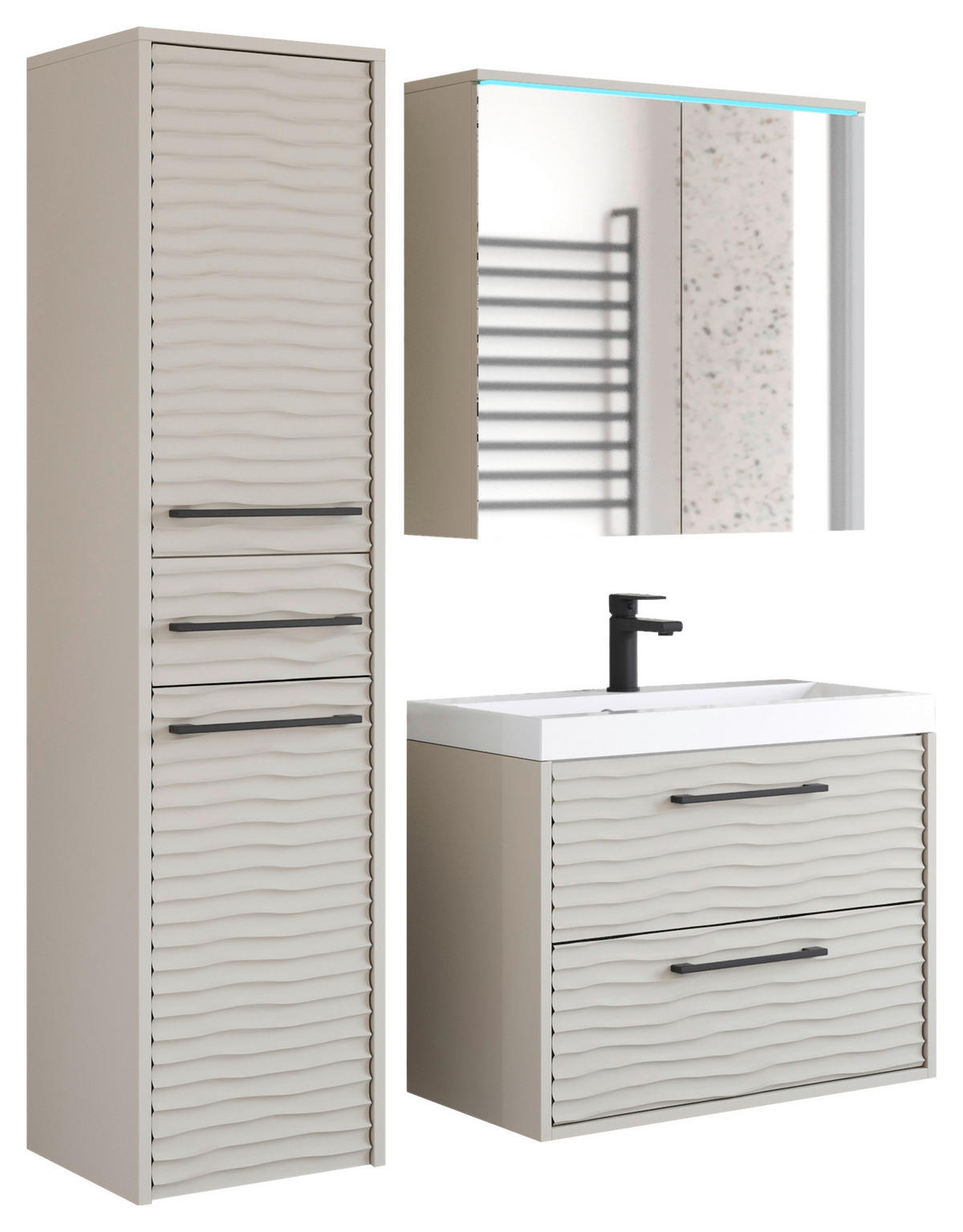 BADEZIMMER 4-teilig  in  - Kaschmir/Kastanieneichefarben, Lifestyle, Keramik/Holzwerkstoff (90/130/35cm) - P & B