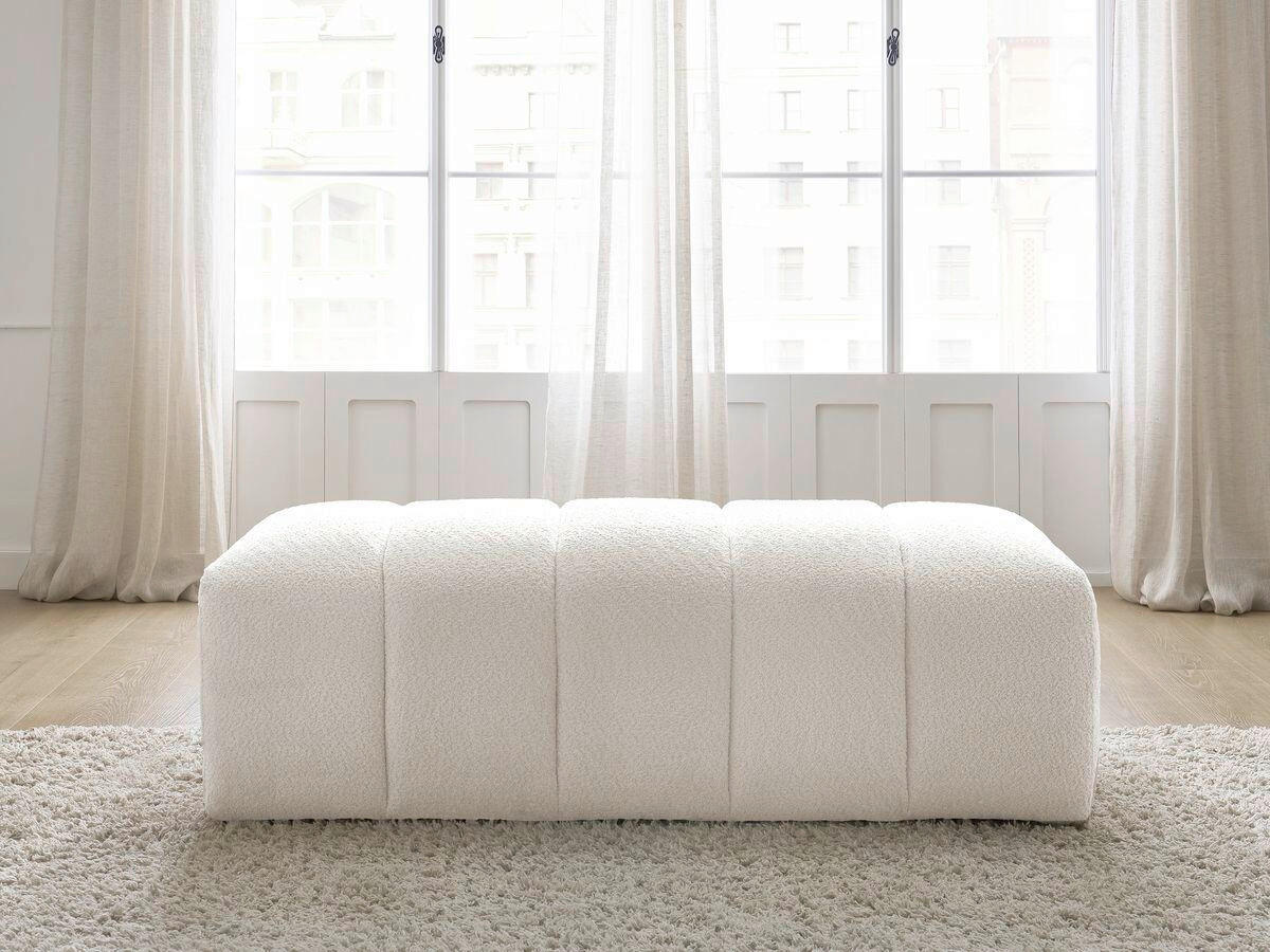 HOCKER ANNECY Bouclé Weiß  - Schwarz/Weiß, MODERN, Kunststoff/Textil (140/45/70cm)