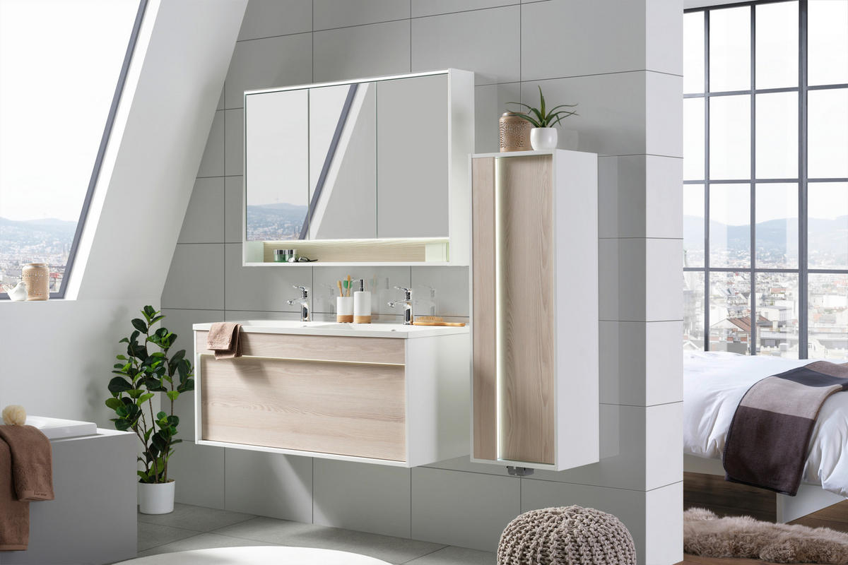 SPIEGELSCHRANK 90/74/16 cm  - Weiß, KONVENTIONELL, Glas/Holzwerkstoff (90/74/16cm) - Voleo