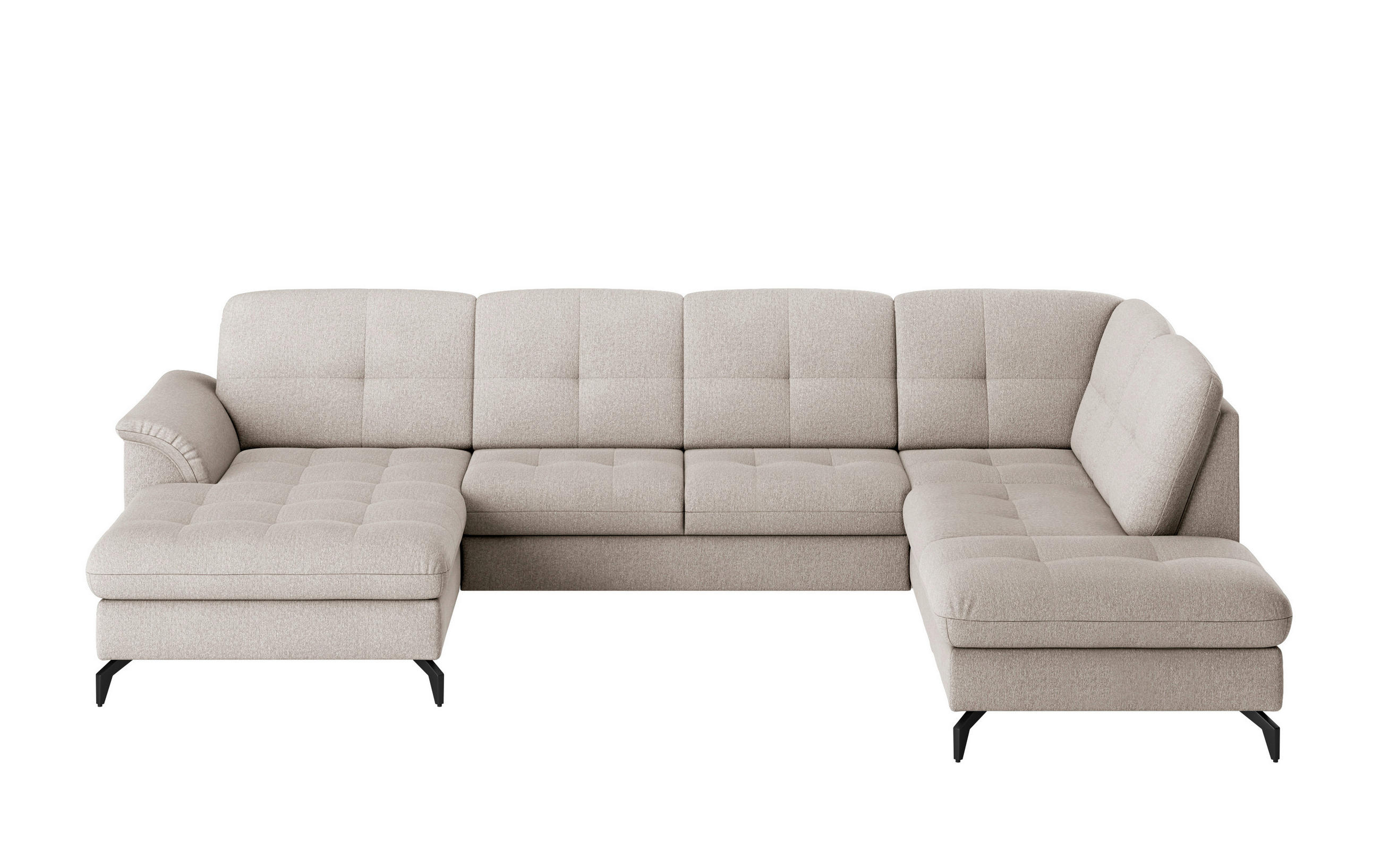 WOHNLANDSCHAFT in Flachgewebe Greige  - Greige/Schwarz, Modern, Textil/Metall (164/319/212cm) - Sit & More