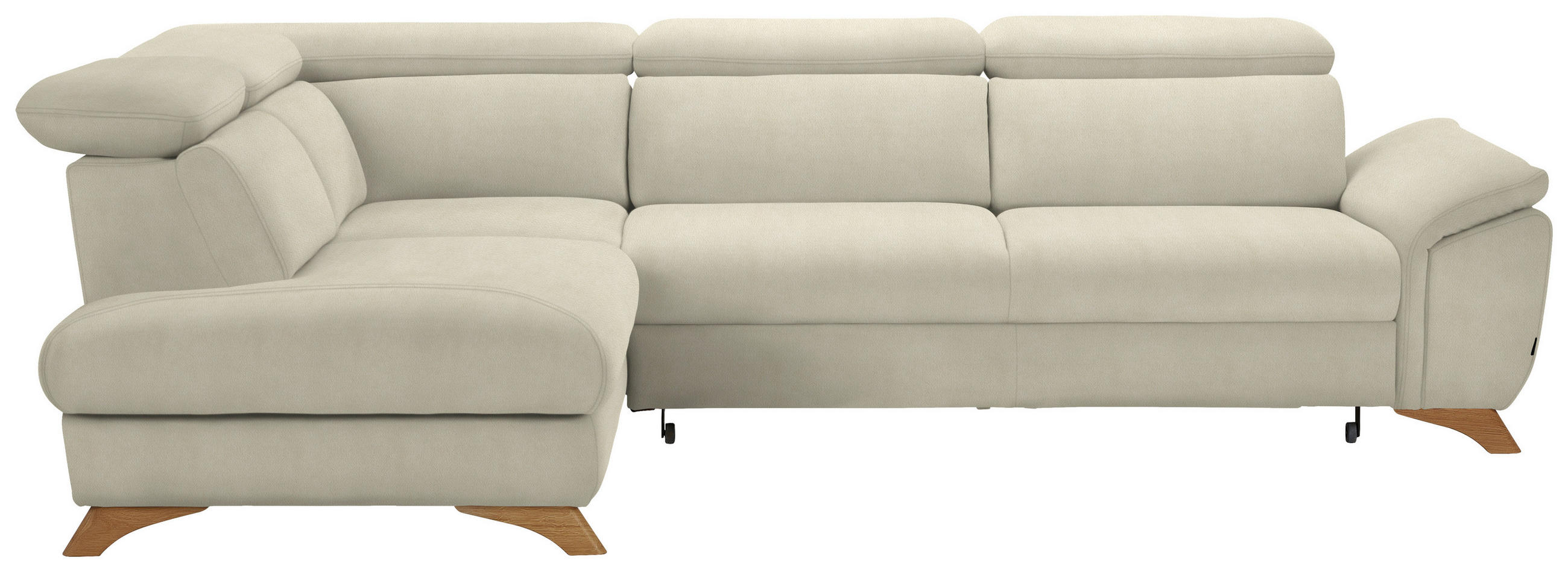 ECKSOFA in Flachgewebe Creme  212/287 cm  - Eichefarben/Creme, MODERN, Holz/Textil (212/287cm) - Valnatura
