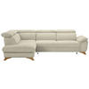 ECKSOFA in Flachgewebe Creme  - Eichefarben/Creme, Modern, Holz/Textil (212/287cm) - Valnatura
