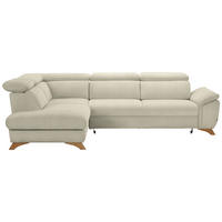 ECKSOFA in Flachgewebe Creme  - Eichefarben/Creme, Modern, Holz/Textil (212/287cm) - Valnatura