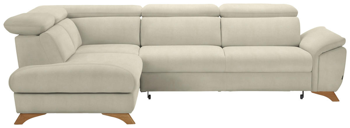 ECKSOFA in Flachgewebe Creme  - Eichefarben/Creme, Modern, Holz/Textil (212/287cm) - Valnatura
