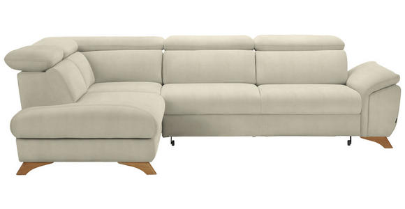 ECKSOFA in Flachgewebe Creme  - Eichefarben/Creme, MODERN, Holz/Textil (212/287cm) - Valnatura