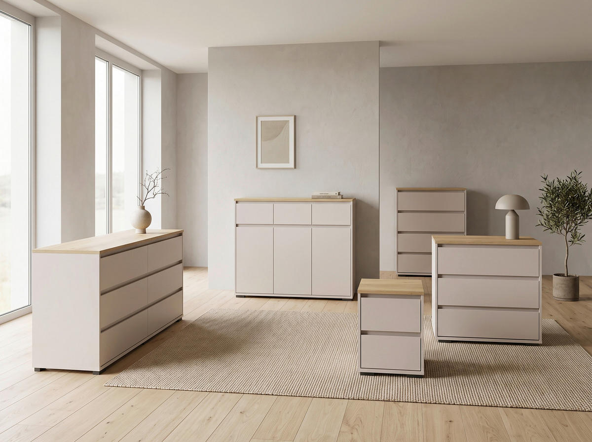 NACHTSCHRANK 40,1/54,8/48 cm  - Kaschmir/Eichefarben, Design, Holzwerkstoff/Kunststoff (40,1/54,8/48cm) - Carryhome
