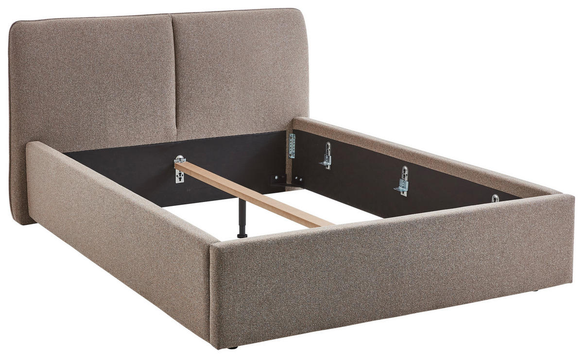 POLSTERBETT 140/200 cm,  in Braun,  - Schwarz/Braun, Design, Holz/Textil (140/200cm) - Stylife