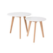 BEISTELLTISCHSET rund Weiß - Weiß, LIFESTYLE, Holz