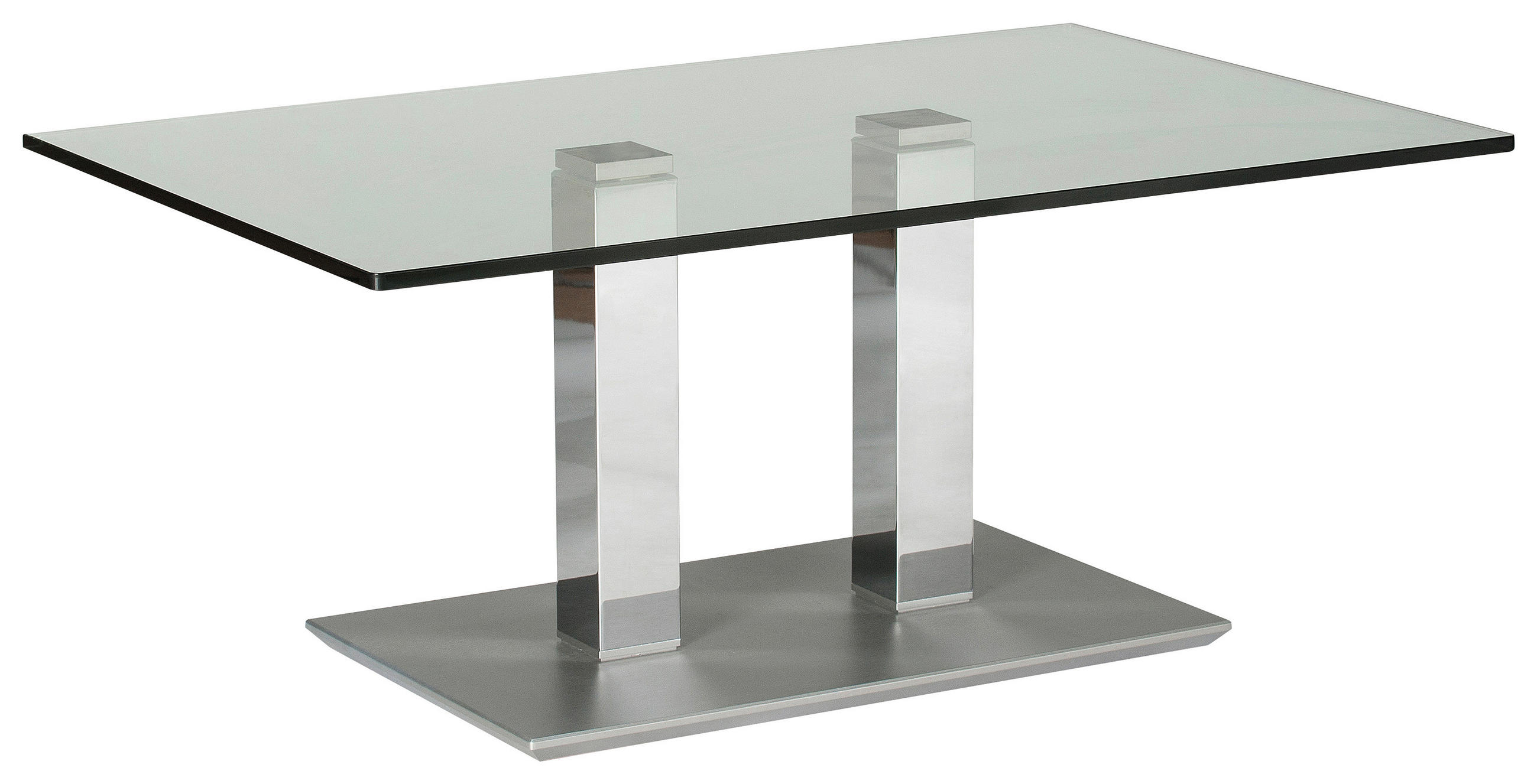 COUCHTISCH Klarglas 110/70/46-65 cm rechteckig Chromfarben, Edelstahlfarben  - Chromfarben/Edelstahlfarben, Design, Glas/Kunststoff (110/70/46-65cm)
