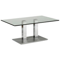 COUCHTISCH Klarglas 110/70/46-65 cm rechteckig Chromfarben, Edelstahlfarben  - Chromfarben/Edelstahlfarben, Design, Glas/Kunststoff (110/70/46-65cm)