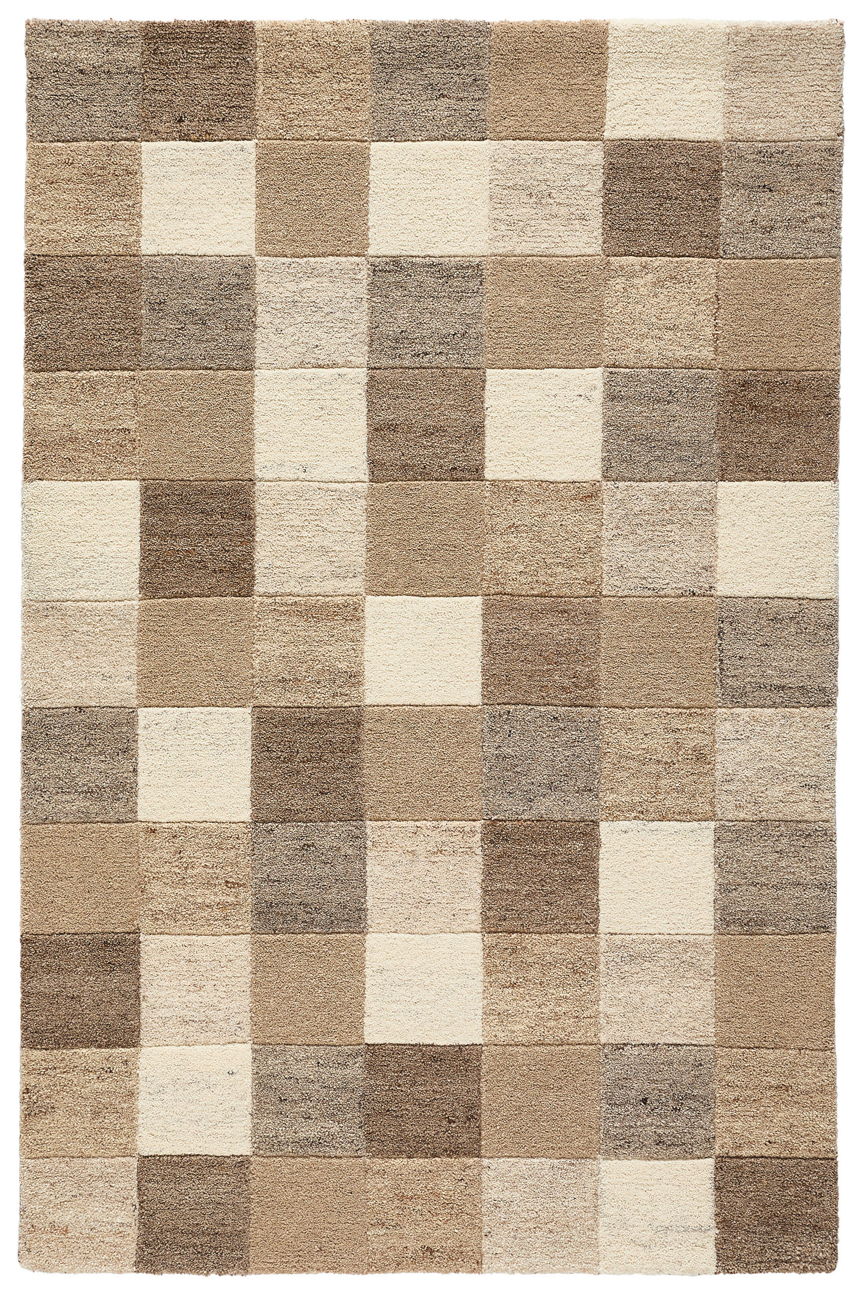 WOLLTEPPICH Wohnzimmer 120/170 cm MULTI BOX Naturfarben, Beige rechteckig  - Beige/Naturfarben, Design, Textil (120/170cm) - Linea Natura