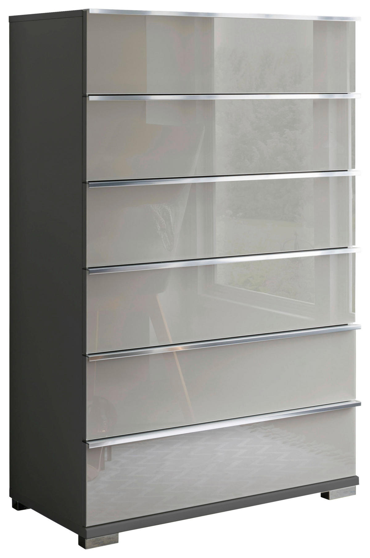 KOMMODE  in 75/120/42 cm  - Chromfarben/Dunkelgrau, Basics, Glas/Holzwerkstoff (75/120/42cm) - Venda