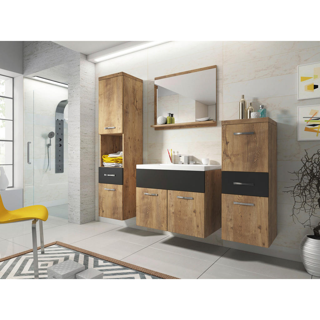 Badmöbel-Set 5-Tlg. Alba B:140 cm Eiche Dekor/Graphitfarben