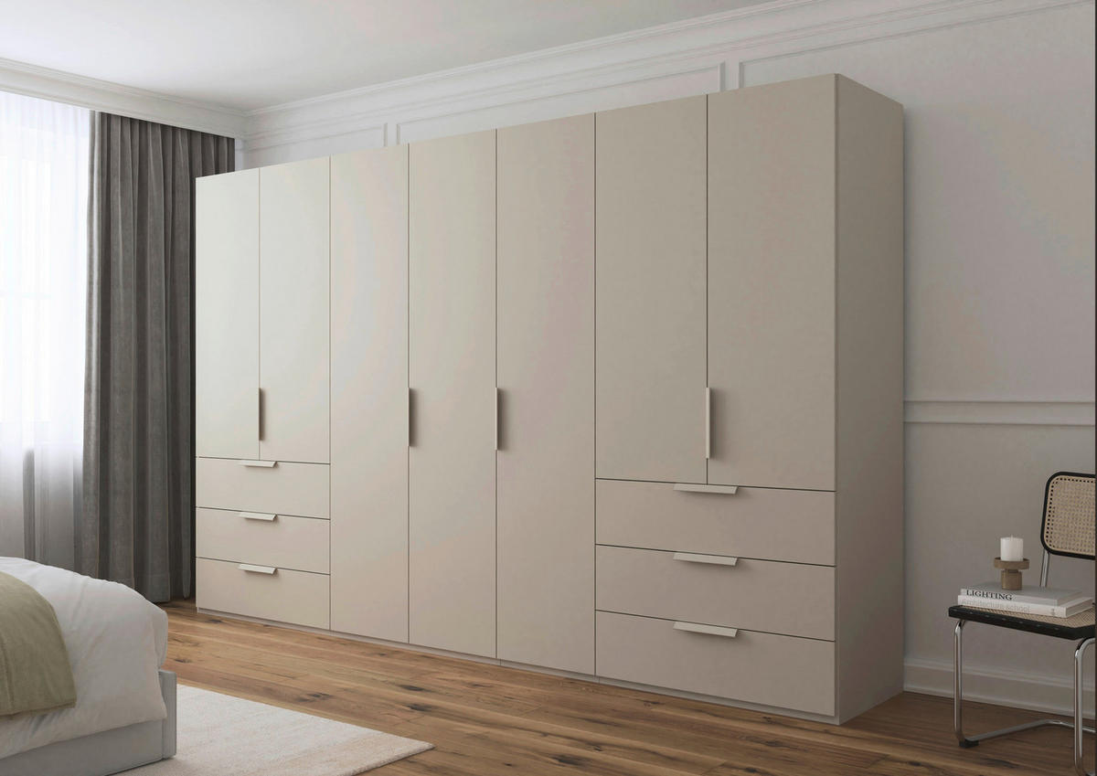 DREHTÜRENSCHRANK 350/223/61 cm,  in Champagner, 7-türig  - Champagner, Basics, Holzwerkstoff/Metall (350/223/61cm) - Novel