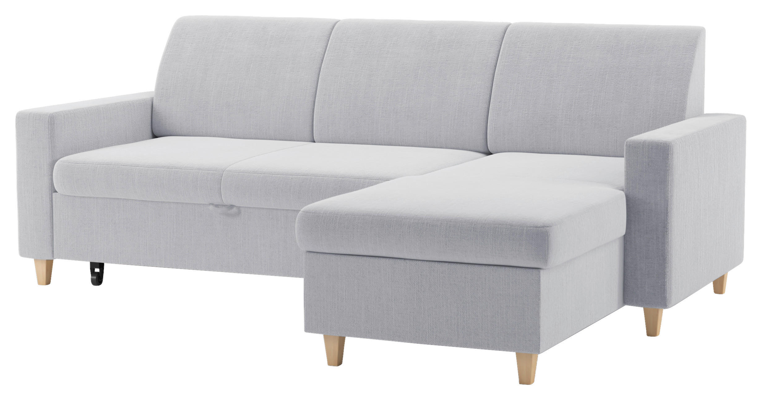 ECKSOFA NIKAS Hellgrau Flachgewebe Bettkasten  - Buchefarben/Hellgrau, Design, Holz/Textil (227/156cm) - MID.YOU