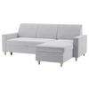 ECKSOFA NIKAS Hellgrau Flachgewebe Bettkasten  - Buchefarben/Hellgrau, Design, Holz/Textil (227/156cm) - MID.YOU