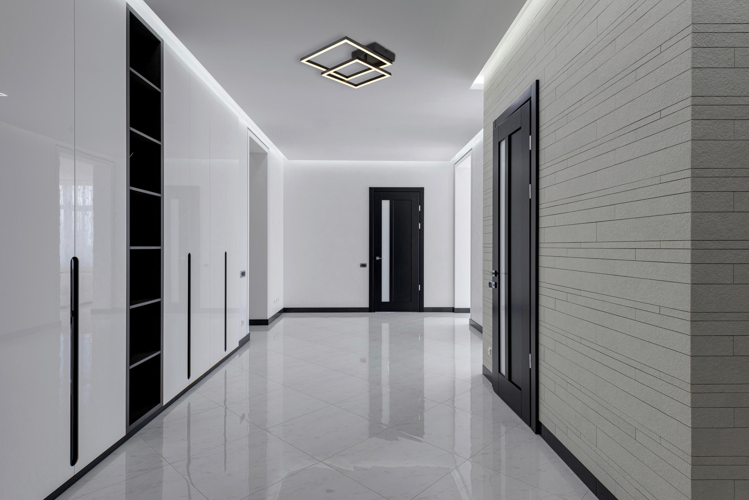 LED-DECKENLEUCHTE 48,8/35,3/6,4 cm   - Opal/Schwarz, Design, Kunststoff (48,8/35,3/6,4cm) - Globo