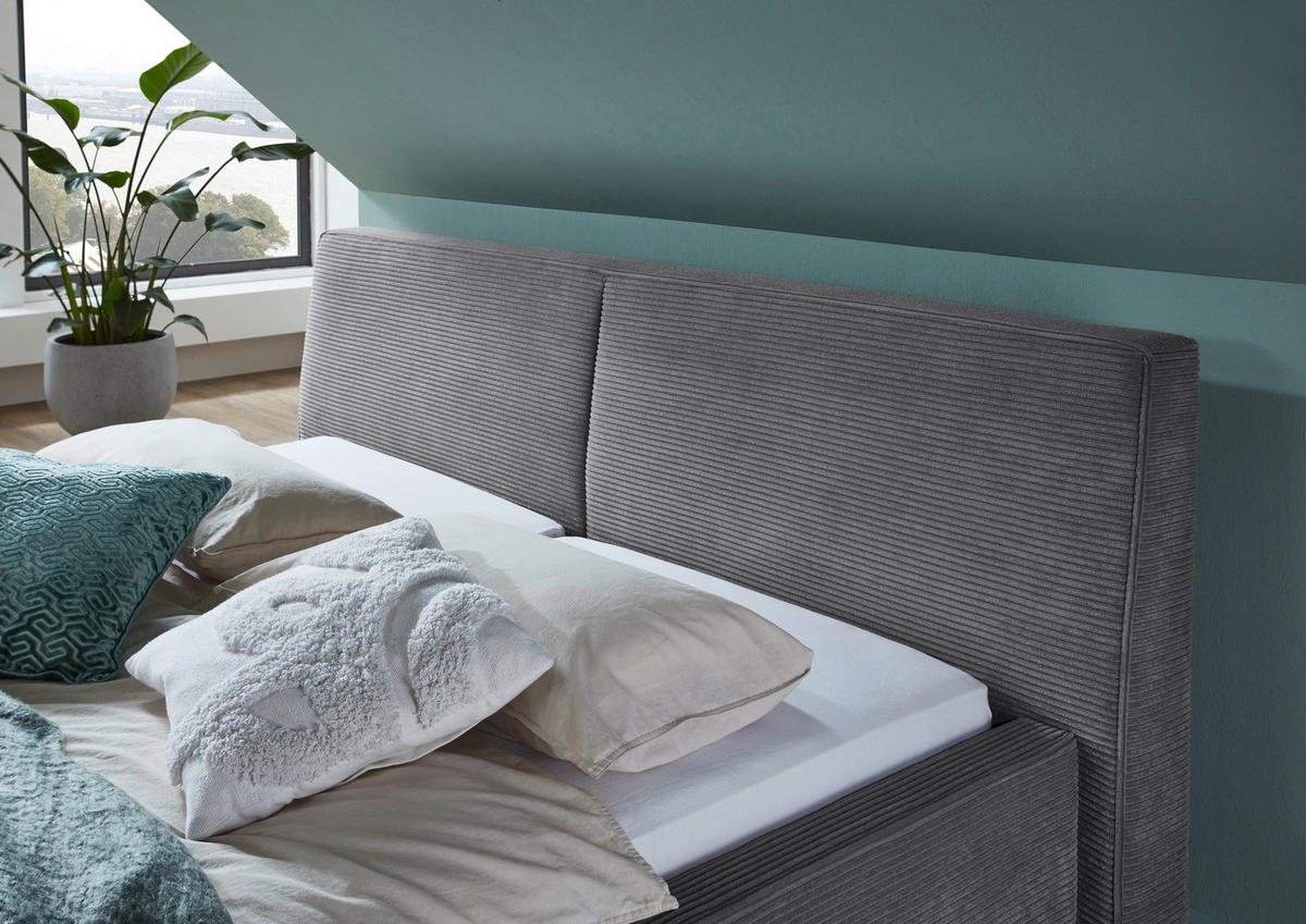 POLSTERBETT 180/200 cm  in Grau  - Birkefarben/Buchefarben, Design, Holz/Textil (180/200cm) - Boxxx