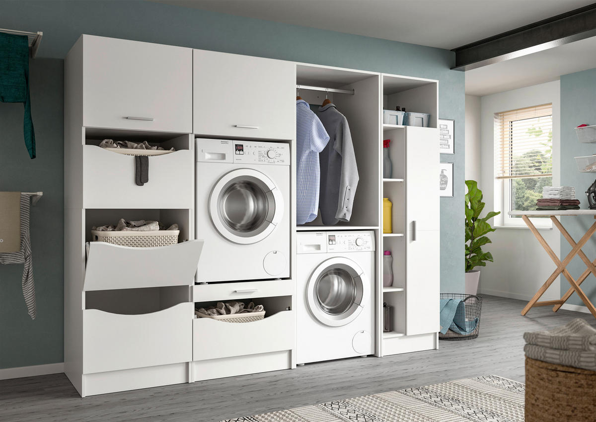 HAUSWIRTSCHAFTSRAUM 242/195/68 cm Weiss  - Weiss, Basics, Holzwerkstoff (242/195/68cm) - MID.YOU