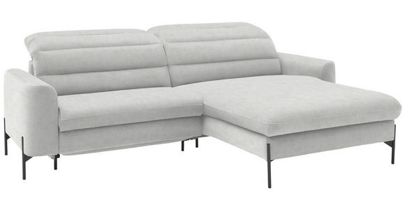 ECKSOFA in Flachgewebe Ecru  - Ecru/Schwarz, Design, Textil/Metall (252/191cm) - Dieter Knoll