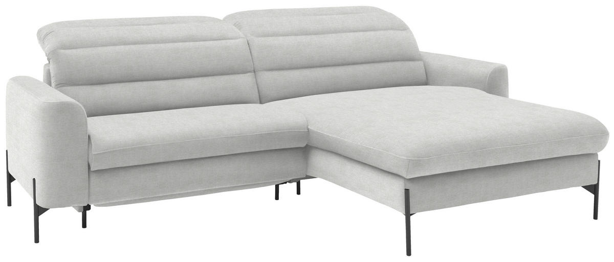 ECKSOFA in Flachgewebe Ecru  - Ecru/Schwarz, Design, Textil/Metall (252/191cm) - Dieter Knoll