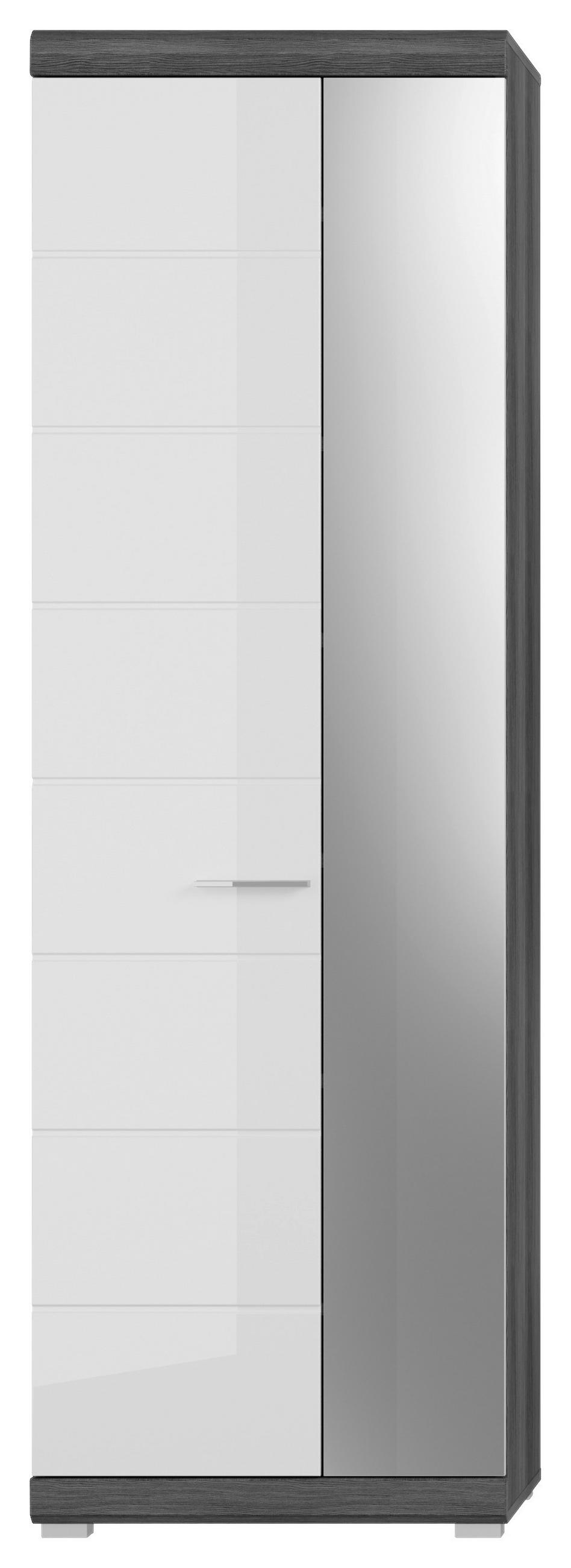 Thumbnail - Mid.you Garderobenschrank, Silber, Dunkelgrau, Weiß Hochglanz, Kunststoff, 4 Fächer, 90x197x37 cm, FSC Mix, Garderobe, G...