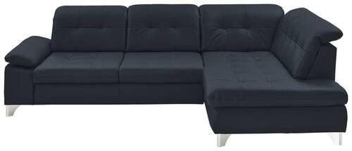 ECKSOFA in Echtleder Dunkelblau  - Alufarben/Dunkelblau, Design, Leder/Metall (309/211cm) - Beldomo Speed