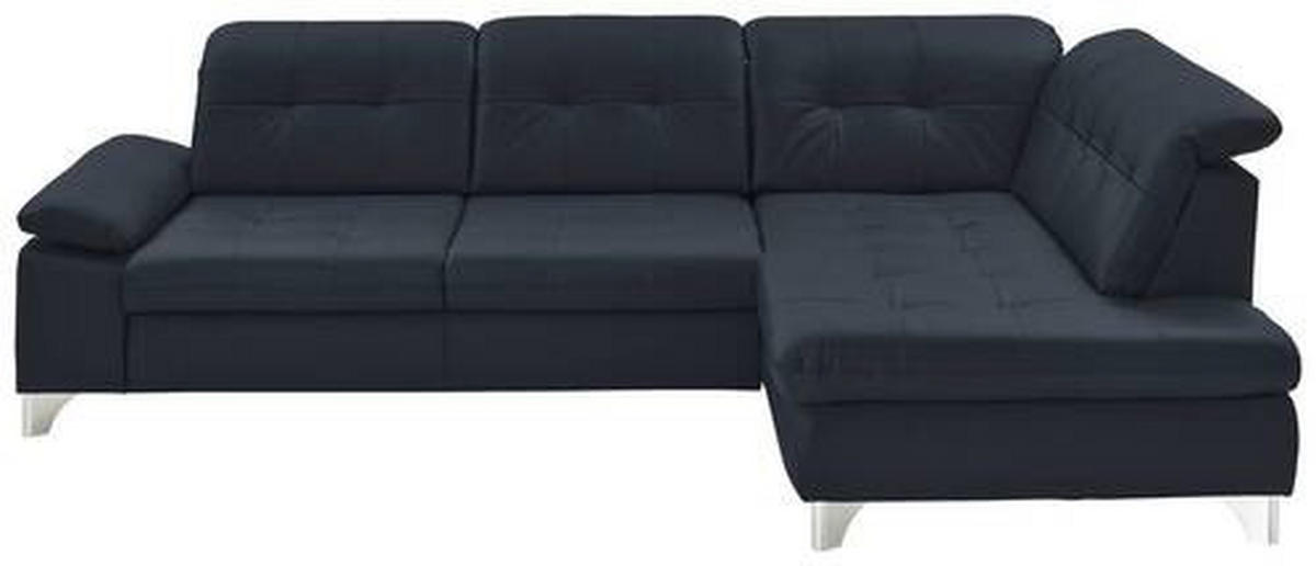 ECKSOFA in Echtleder Dunkelblau  - Alufarben/Dunkelblau, Design, Leder/Metall (309/211cm) - Beldomo Speed