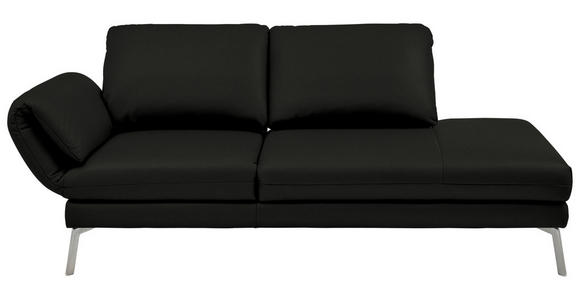 RÉCAMIERE  in Echtleder Schwarz  - Chromfarben/Schwarz, Design, Leder/Metall (209/85-109/95-16cm) - Dieter Knoll