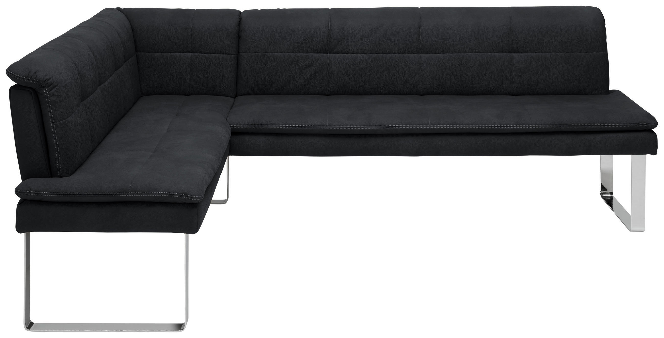 ECKBANK 174/253 cm  in Schwarz, Chromfarben  - Chromfarben/Schwarz, Design, Textil/Metall (174/253cm) - Novel