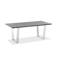 GARTENTISCH Kunststoff Edelstahlfarben, Grau rechteckig  - Edelstahlfarben/Grau, Design, Kunststoff/Metall (200/95/76cm)
