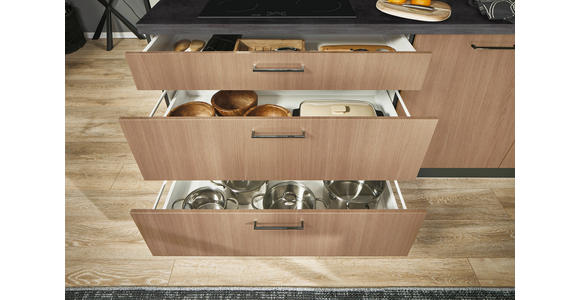 ECKKÜCHE 220/120 cm  in Graphitfarben, Schwarz, Eichefarben  - Eichefarben/Schwarz, Design, Holzwerkstoff/Metall (220/120cm) - Xora