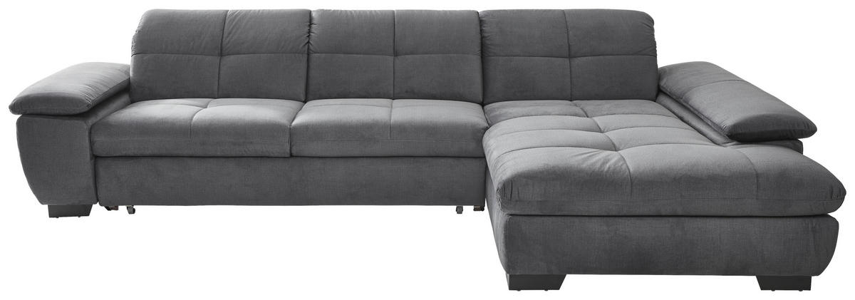 ECKSOFA Grau Velours  - Schwarz/Grau, Design, Textil (297/204cm) - Xora