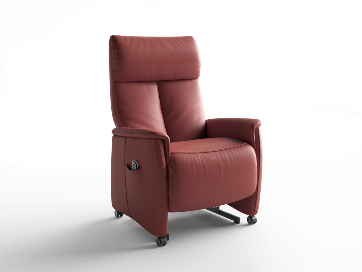 RELAXSESSEL TV CREMONA COMFORT E XL Echtleder Kopfteilverstellung, Fußteilverstellung, Rücken echt    - Rotbraun/Schwarz, Basics, Leder/Kunststoff (76/119/84cm) - Sit & More