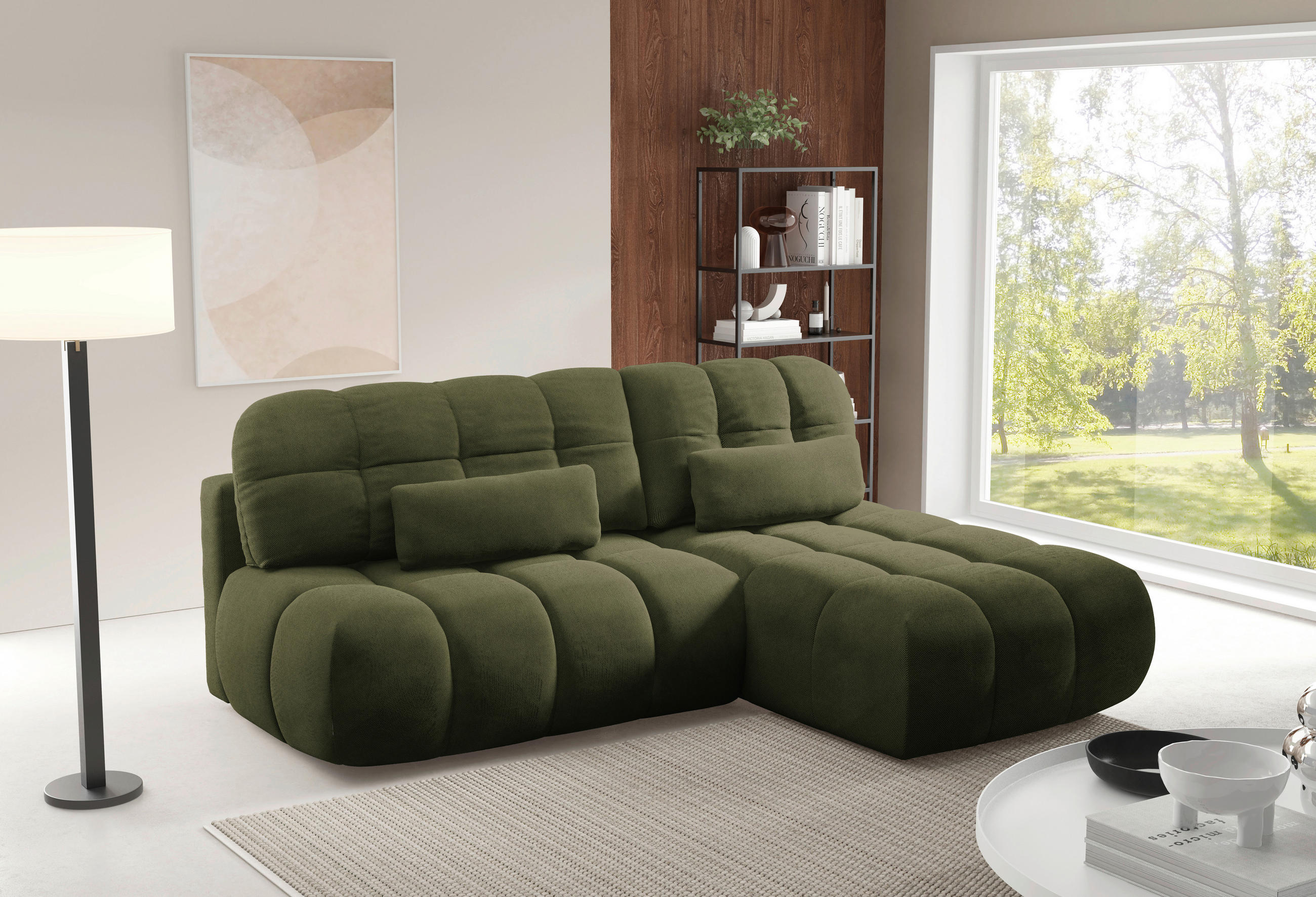 ECKSOFA TARANTO Grün Webstoff  - Schwarz/Grün, Design, Kunststoff/Textil (172/225cm) - Livetastic