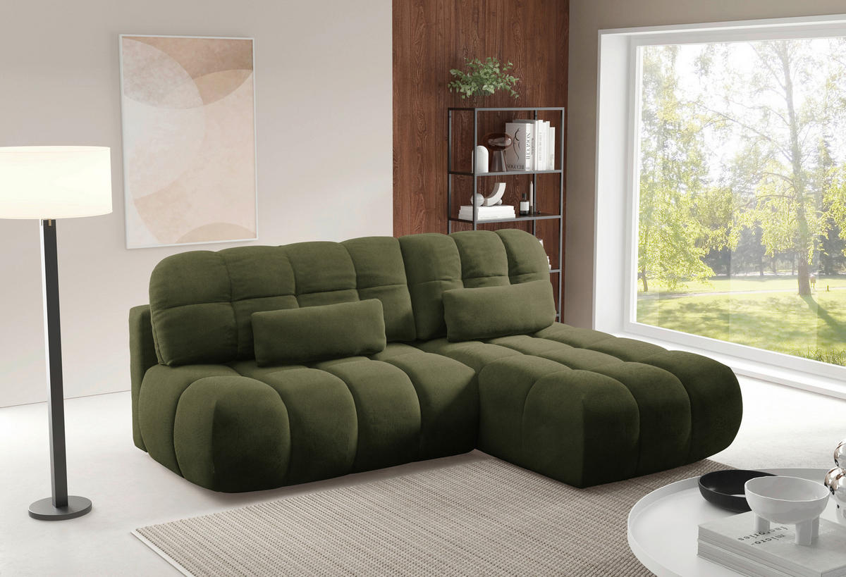 ECKSOFA TARANTO Grün Webstoff  - Schwarz/Grün, Design, Kunststoff/Textil (172/225cm) - Livetastic