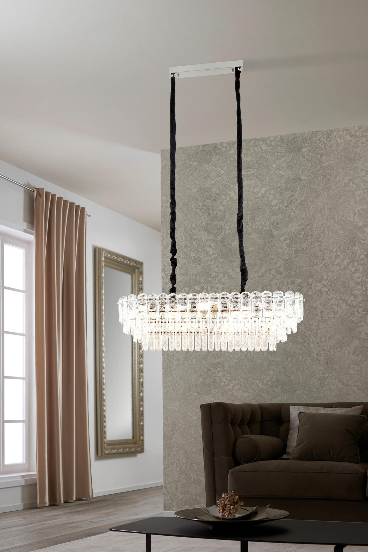 KRISTALL-HÄNGELEUCHTE Imotski 94/33/150 cm  - Chromfarben, Design, Glas/Metall (94/33/150cm) - Glandor