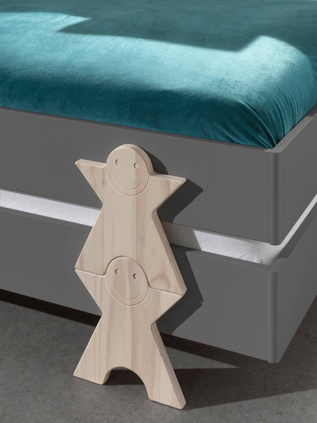 STAPELBETT  90/200 cm  Grau  - Kieferfarben/Grau, MODERN, Holz/Holzwerkstoff (90/200cm) - MID.YOU