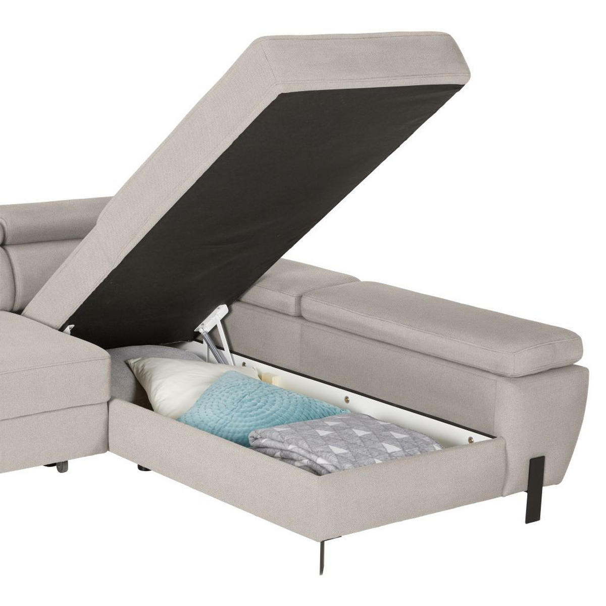 HÖRNSOFFA i vävt tyg beige  - beige/svart, Modern, metall/textil (277/90/93cm) - MID.YOU