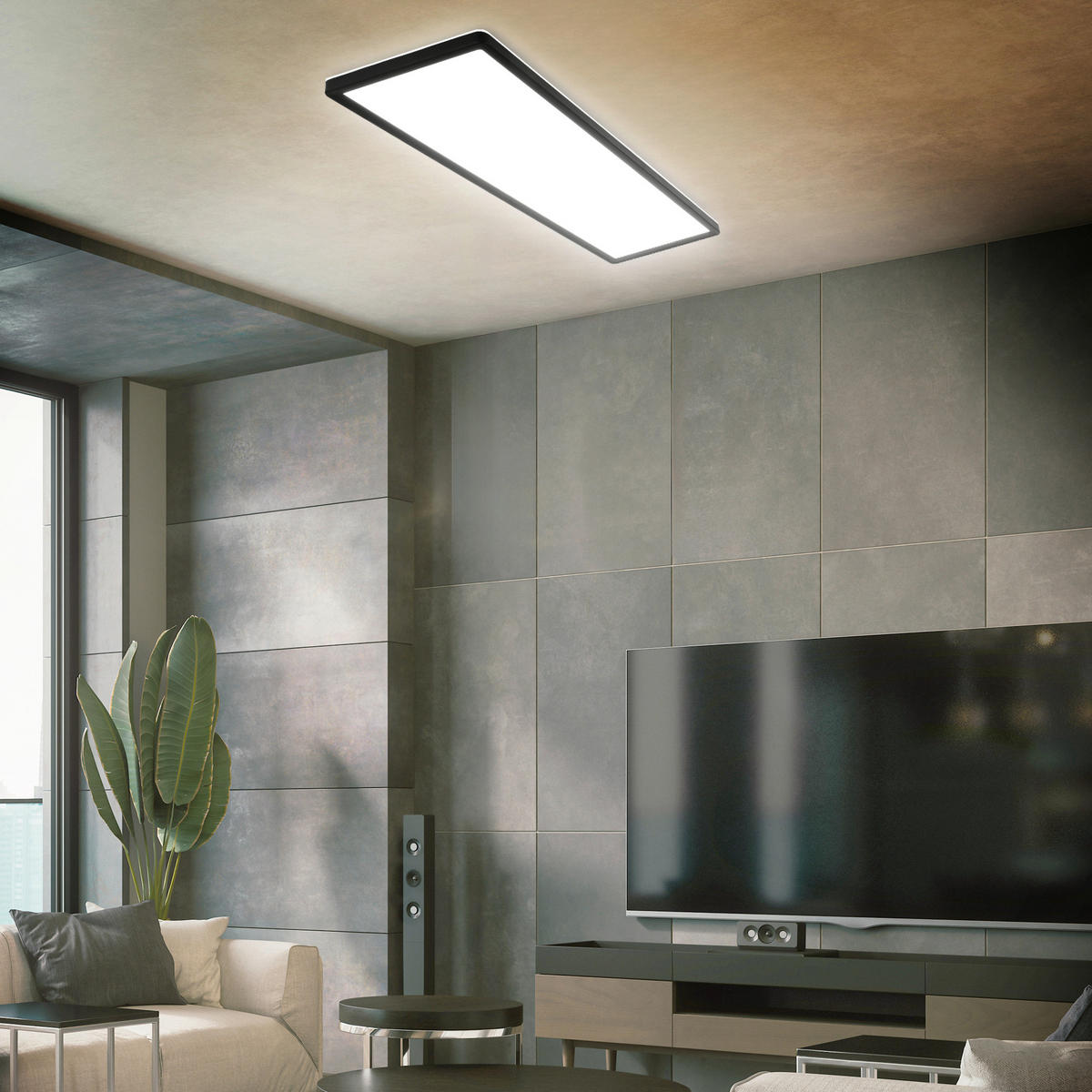 LED-PANEEL 58/20/3 cm   - Schwarz, Design, Kunststoff (58/20/3cm)